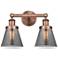 Edison Small Cone 15.5"W 2 Light Copper Bath Light With Smoke Shade
