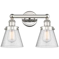 Edison Small Cone 15.5&quot;W 2 Light Polished Nickel Bath Light w/ Seedy S