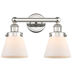 Edison Small Cone 15.5&quot;W 2 Light Polished Nickel Bath Light w/ White S