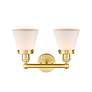 2_Edison Small Cone 15.5"W 2 Light Satin Gold Bath Light With White Shad more views
