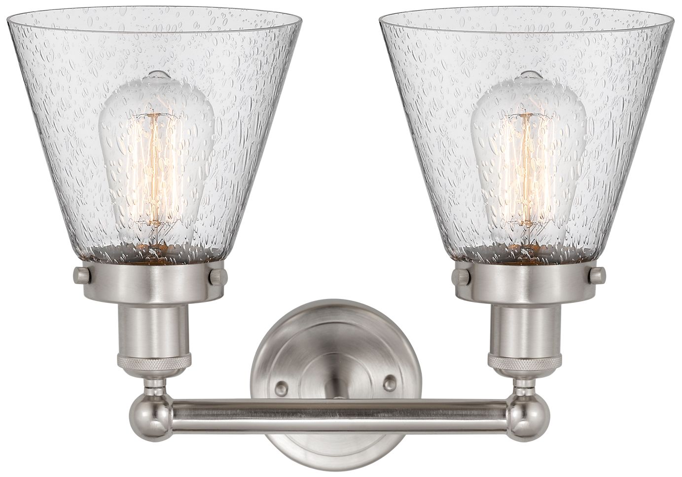 Image 2 Edison Small Cone 16" 2-Light Brushed Nickel Bath Light w/ Mercury Sha more views