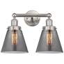 Edison Small Cone 16" 2-Light Brushed Nickel Bath Light w/ Smoke Shade