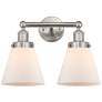 Edison Small Cone 16" 2-Light Brushed Nickel Bath Light w/ White Shade
