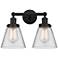 Edison Small Cone 16" 2-Light Matte Black Bath Light w/ Clear Shade
