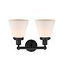 2_Edison Small Cone 16" 2-Light Matte Black Bath Light w/ Matte White Sh more views