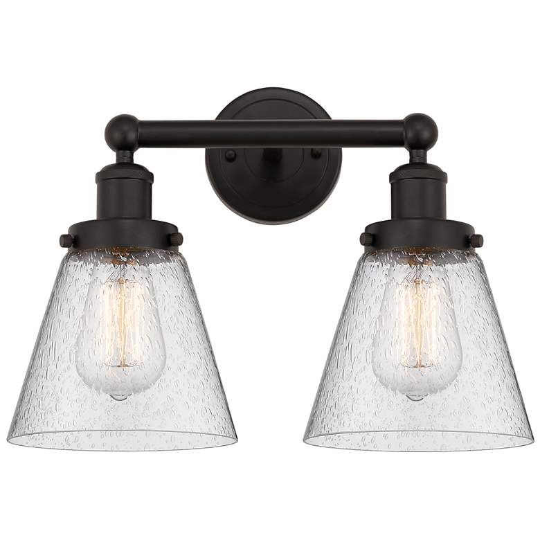 Image 1 Edison Small Cone 16" 2-Light Oil Rubbed Bronze Bath Light w/ Mercury