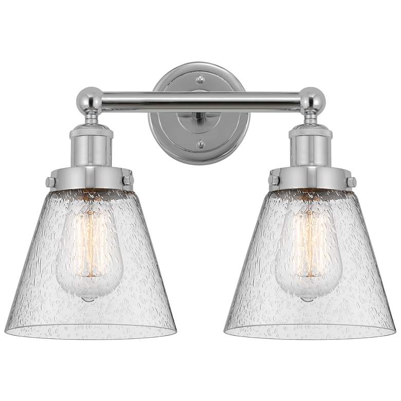 Image 1 Edison Small Cone 16" 2-Light Polished Chrome Bath Light w/ Mercury Sh