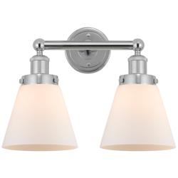 Edison Small Cone 16" 2-Light Polished Chrome Bath Light w/ White Shad