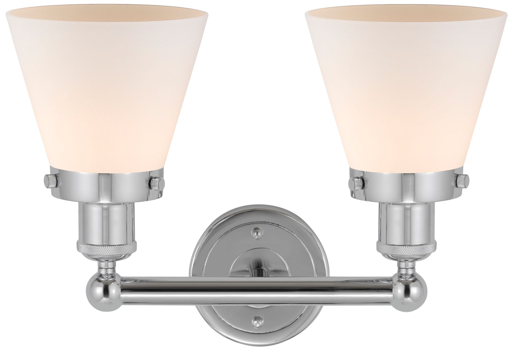 Image 2 Edison Small Cone 16" 2-Light Polished Chrome Bath Light w/ White Shad more views