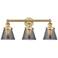 Edison Small Cone 24.5"W 3 Light Brushed Brass Bath Light With Smoke S