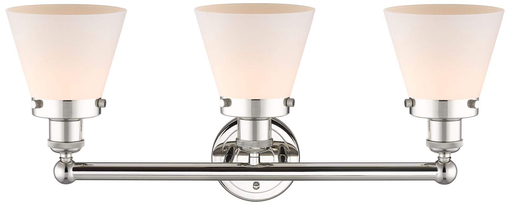 Image 2 Edison Small Cone 24.5"W 3 Light Polished Nickel Bath Light w/ White S more views