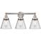 Edison Small Cone 25" 3-Light Brushed Nickel Bath Light w/ Mercury Sha