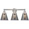 Edison Small Cone 25" 3-Light Brushed Nickel Bath Light w/ Smoke Shade