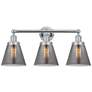 Edison Small Cone 25" 3-Light Chrome Bath Light w/ Smoke Shade