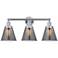 Edison Small Cone 25" 3-Light Chrome Bath Light w/ Smoke Shade