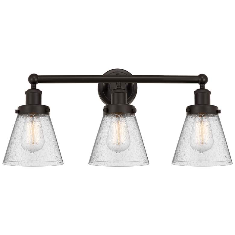 Image 1 Edison Small Cone 25" 3-Light Oil Rubbed Bronze Bath Light w/ Mercury