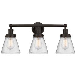 Edison Small Cone 25" 3-Light Oil Rubbed Bronze Bath Light w/ Mercury