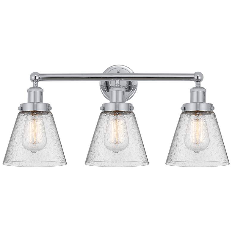 Image 1 Edison Small Cone 25" 3-Light Polished Chrome Bath Light w/ Mercury Sh