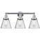 Edison Small Cone 25" 3-Light Polished Chrome Bath Light w/ Mercury Sh