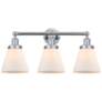 1_Edison Small Cone 25" 3-Light Polished Chrome Bath Light w/ White Shad