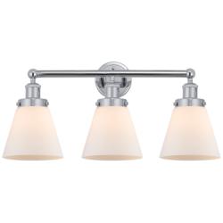 Edison Small Cone 25" 3-Light Polished Chrome Bath Light w/ White Shad
