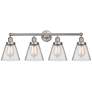 Edison Small Cone 34" 4-Light Brushed Nickel Bath Light w/ Clear Shade