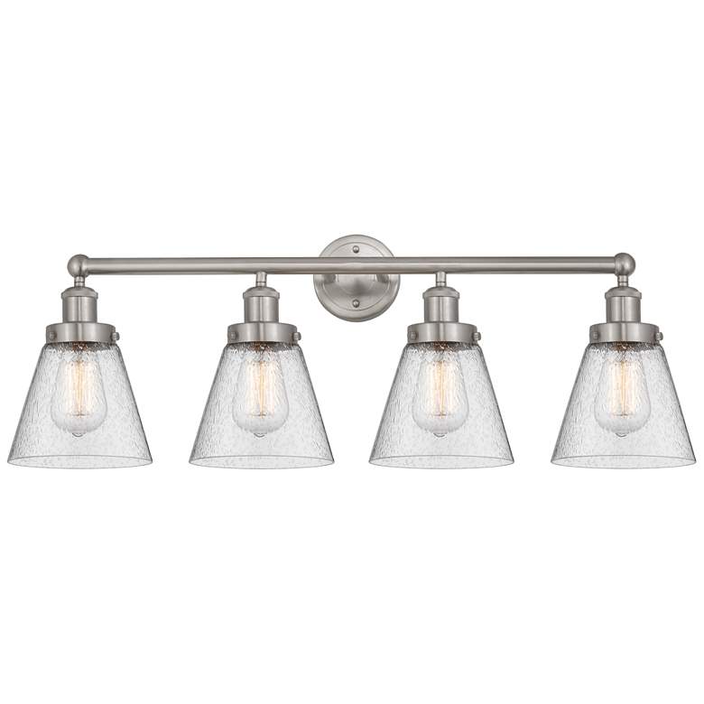 Image 1 Edison Small Cone 34" 4-Light Brushed Nickel Bath Light w/ Mercury Sha
