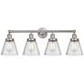 Edison Small Cone 34" 4-Light Brushed Nickel Bath Light w/ Mercury Sha