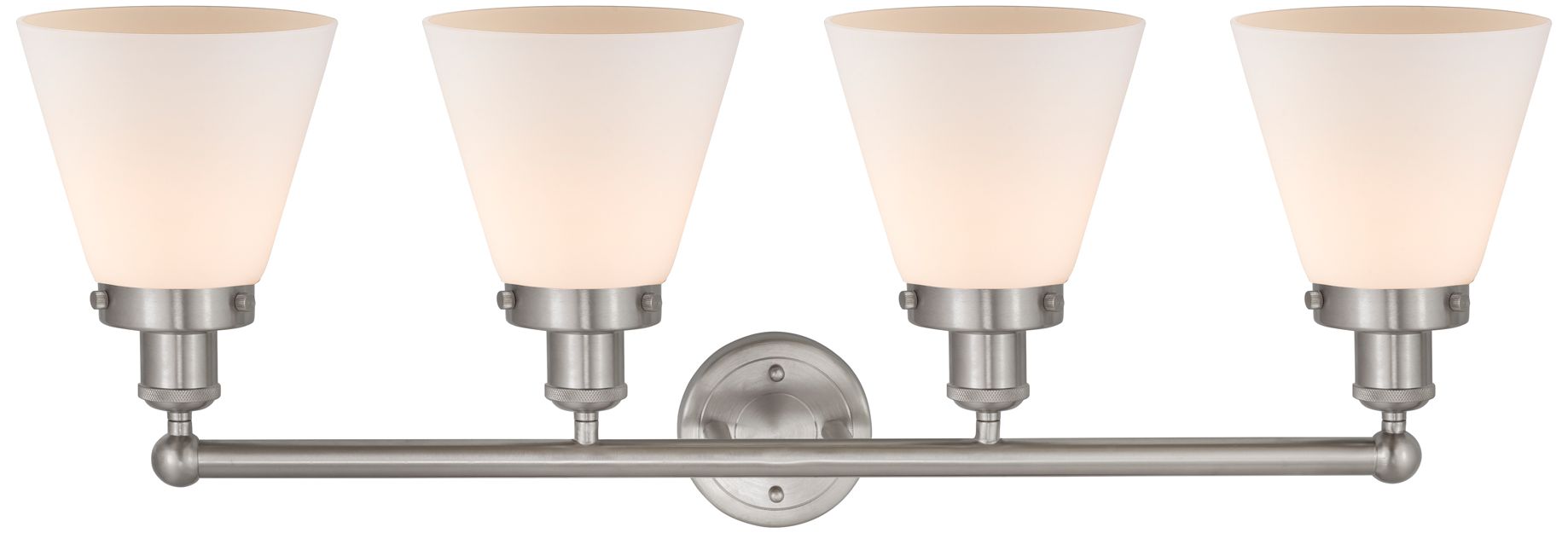 Image 2 Edison Small Cone 34" 4-Light Brushed Nickel Bath Light w/ White Shade more views