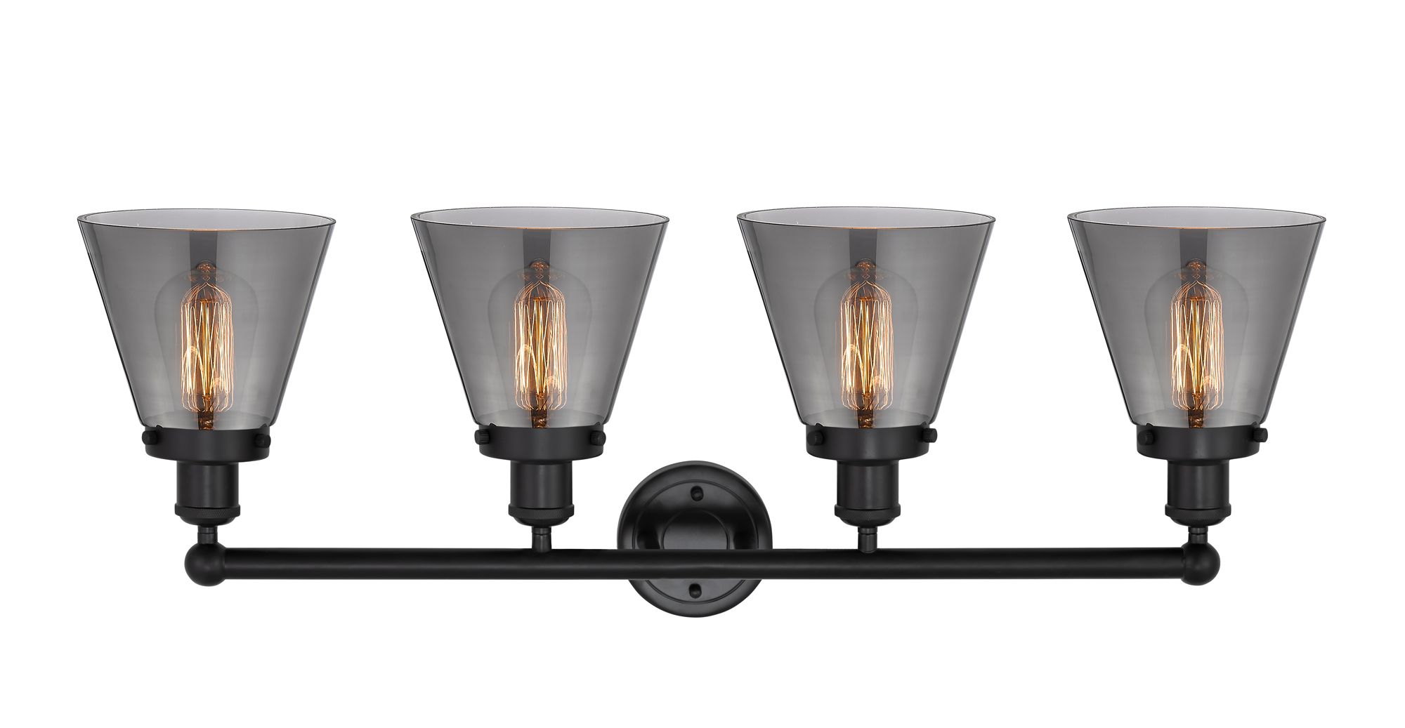Image 2 Edison Small Cone 34" 4-Light Matte Black Bath Light w/ Plated Smoke S more views