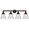 Edison Small Cone 34" 4-Light Oil Rubbed Bronze Bath Light w/ Clear Sh
