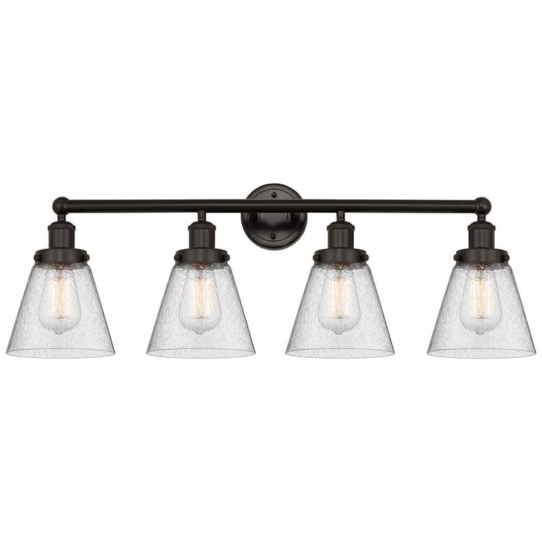 Image 1 Edison Small Cone 34" 4-Light Oil Rubbed Bronze Bath Light w/ Mercury