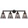 Edison Small Cone 34" 4-Light Oil Rubbed Bronze Bath Light w/ Smoke Sh