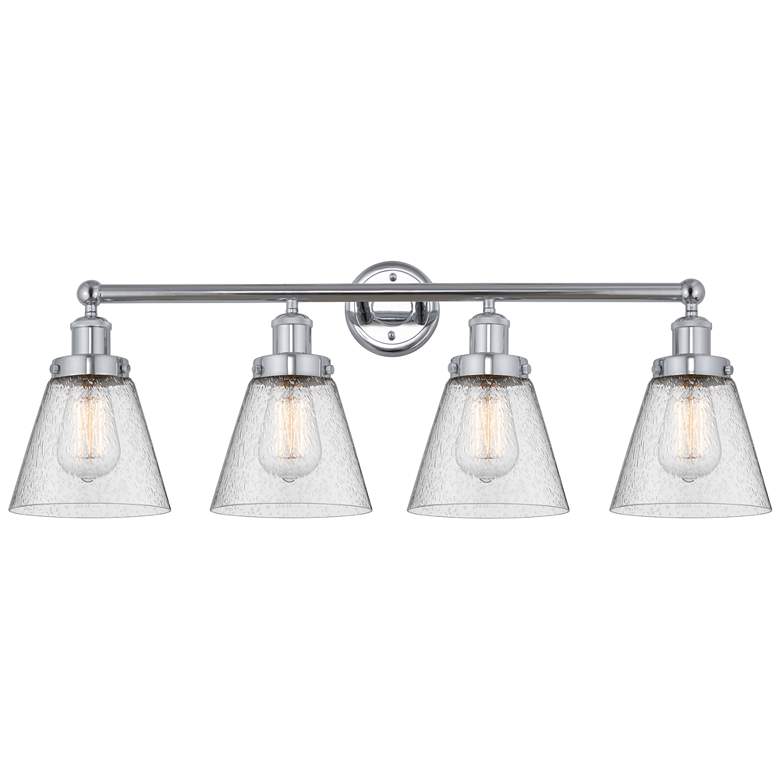 Image 1 Edison Small Cone 34" 4-Light Polished Chrome Bath Light w/ Mercury Sh