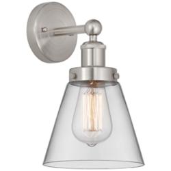 Edison Small Cone 7" Brushed Satin Nickel Sconce w/ Clear Shade