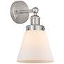 2_Edison Small Cone 7" Brushed Satin Nickel Sconce w/ Matte White Shade