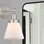 1_Edison Small Cone 7" Brushed Satin Nickel Sconce w/ Matte White Shade