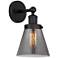Edison Small Cone 7" Matte Black Sconce w/ Plated Smoke Shade