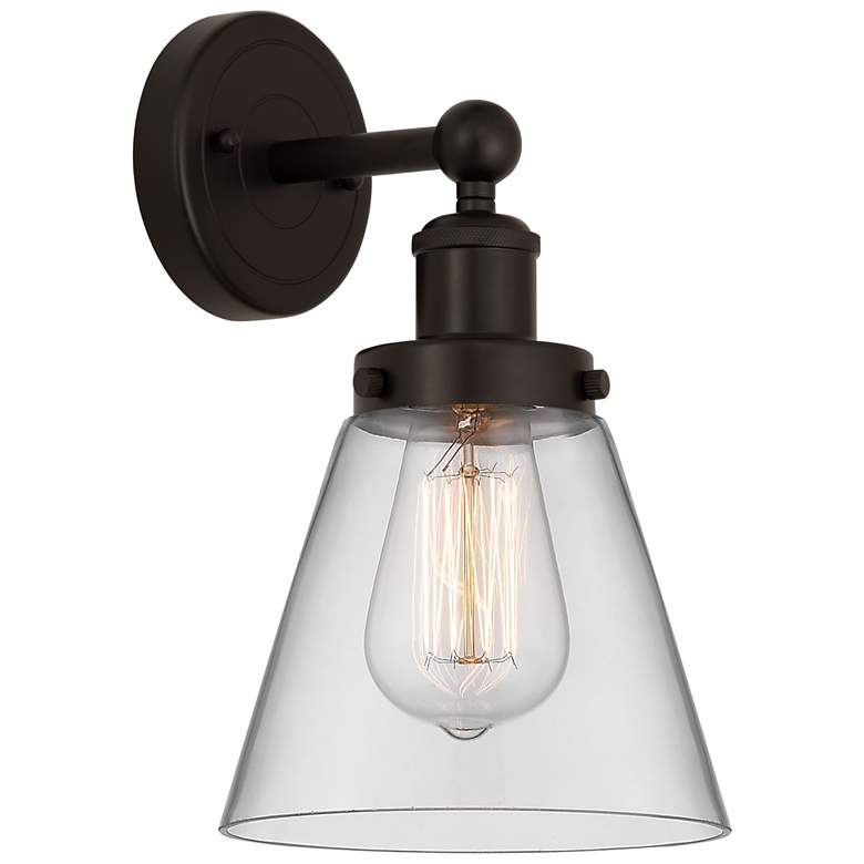 Image 1 Edison Small Cone 7" Oil Rubbed Bronze Sconce w/ Clear Shade