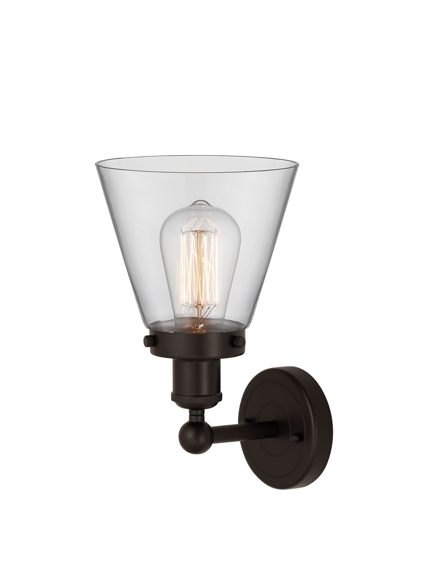 Image 3 Edison Small Cone 7" Oil Rubbed Bronze Sconce w/ Clear Shade more views