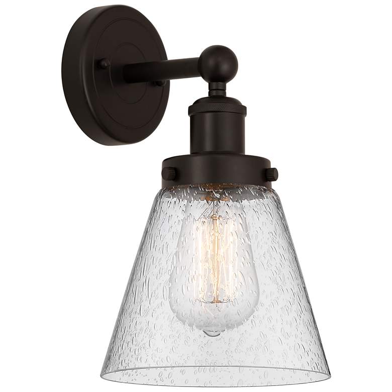 Image 1 Edison Small Cone 7" Oil Rubbed Bronze Sconce w/ Mercury Shade