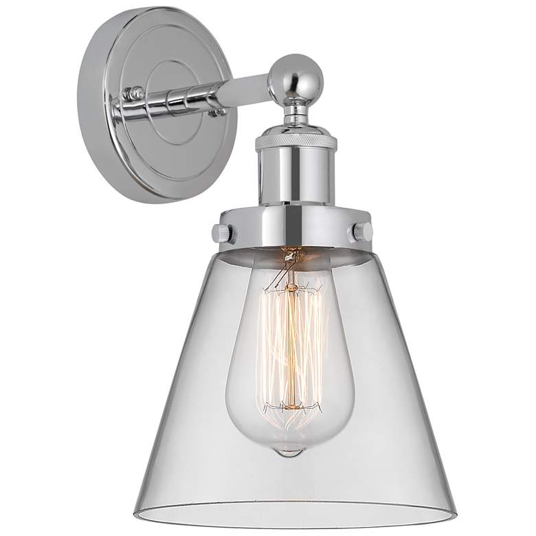 Image 1 Edison Small Cone 7" Polished Chrome Sconce w/ Clear Shade