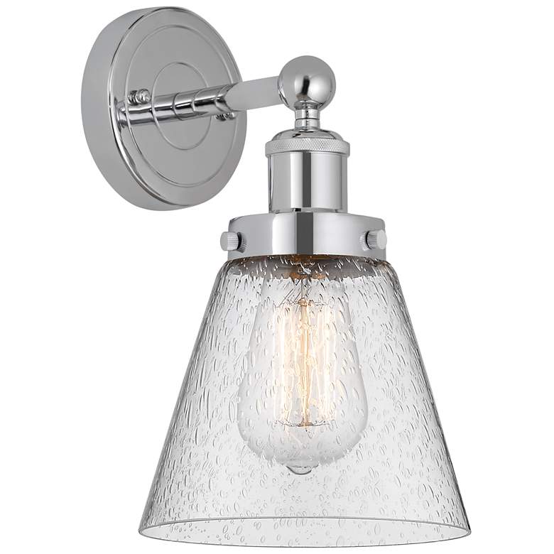 Image 1 Edison Small Cone 7" Polished Chrome Sconce w/ Mercury Shade
