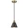 Edison Smithfield 7" Antique Brass Corded Mini Pendant w/ Black Shade
