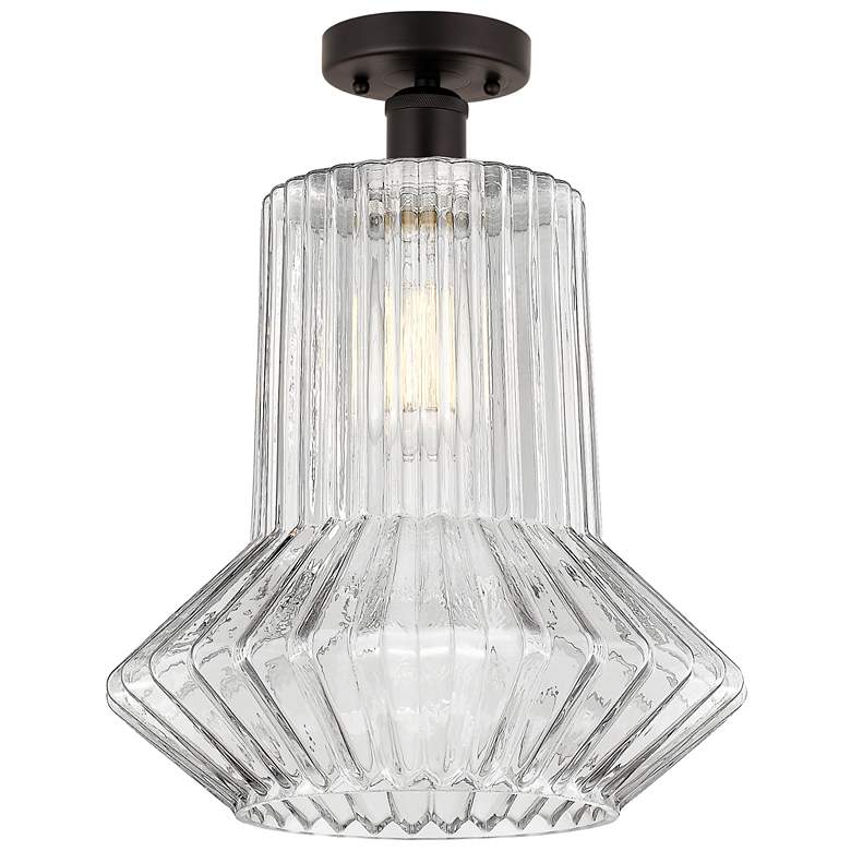 Image 1 Edison Springwater 12" Bronze Semi Flush Mount w/ Clear Spiral Fluted