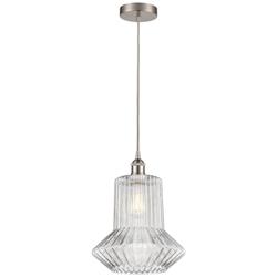 Edison Springwater 12" Brushed Nickel Corded Mini Pendant w/ Fluted Sh