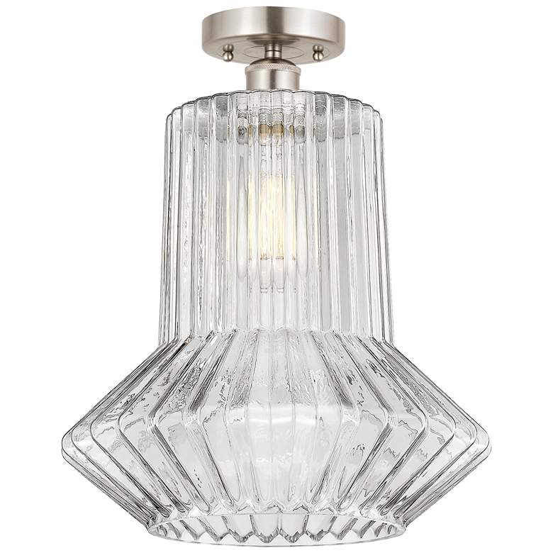 Image 1 Edison Springwater 12" Brushed Nickel Semi Flush w/ Spiral Fluted Shad