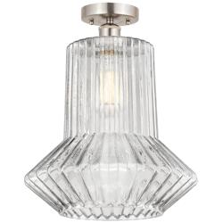 Edison Springwater 12" Brushed Nickel Semi Flush w/ Spiral Fluted Shad