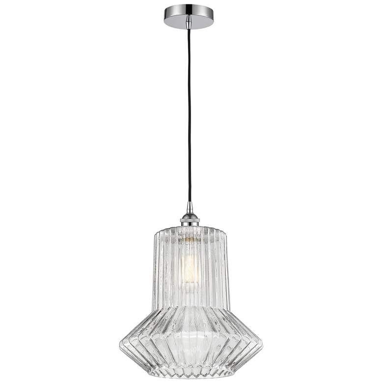 Image 1 Edison Springwater 12" Chrome Corded Mini Pendant w/ Spiral Fluted Sha
