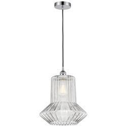 Edison Springwater 12" Chrome Corded Mini Pendant w/ Spiral Fluted Sha